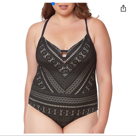 Bleu Rod Beattie Crochet Plunge Halter Mio